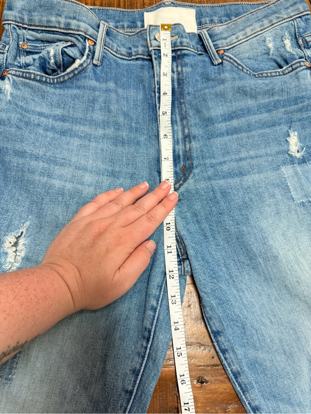 MOTHER The Inside Crop Step Fray Size 31 Modified Distressed Raw Hem Blue - Picture 11 of 12